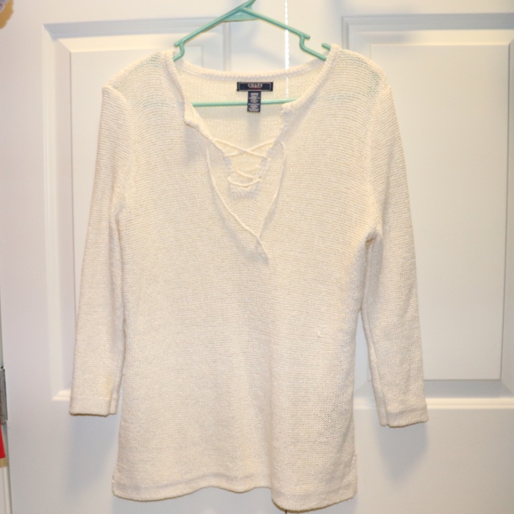 Light weight sweater lace up front
